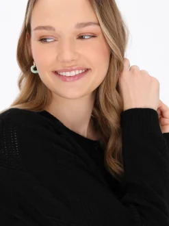 MyMo Damen Strickjacke in schwarz - Ausschnitt: Rundhals