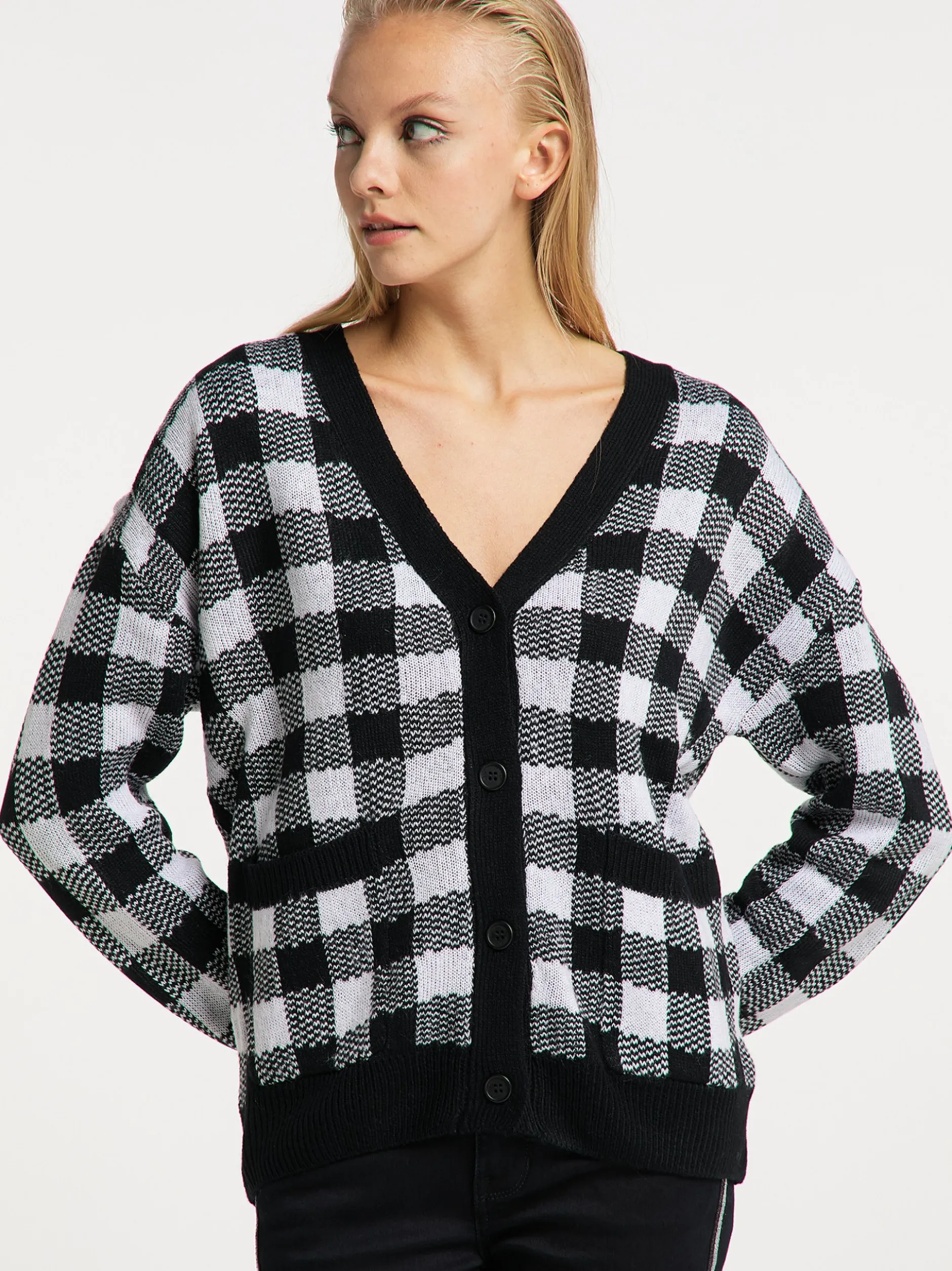 MyMo Damen Strickjacke in schwarz