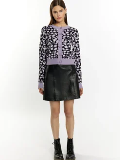 MyMo Damen Strickjacke in schwarz - Ausschnitt: Rundhals