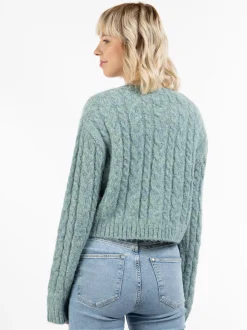 MyMo Damen Strickjacke in türkis - Ausschnitt: Rundhals
