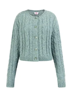 MyMo Damen Strickjacke in türkis - Ausschnitt: Rundhals