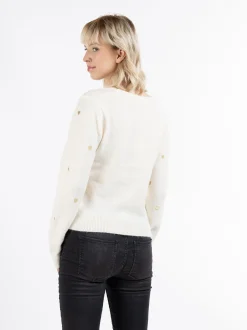 MyMo Damen Strickjacke in weiß