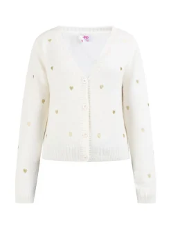 MyMo Damen Strickjacke in weiß