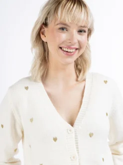 MyMo Damen Strickjacke in weiß