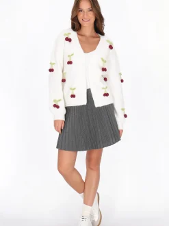 MyMo Damen Strickjacke in weiß