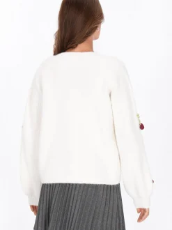 MyMo Damen Strickjacke in weiß