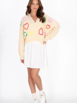 MyMo Damen Strickjacke in weiß