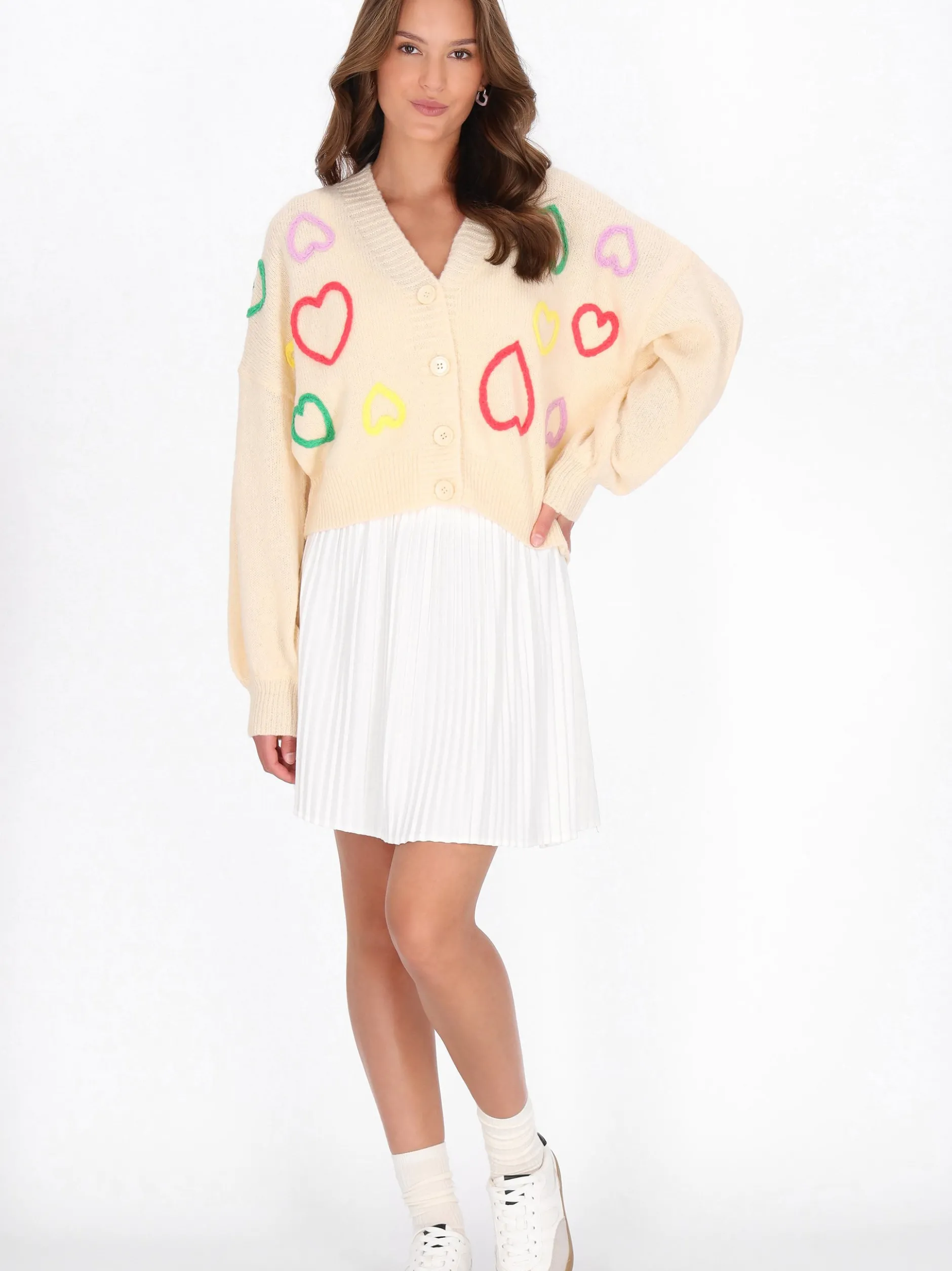 MyMo Damen Strickjacke in weiß