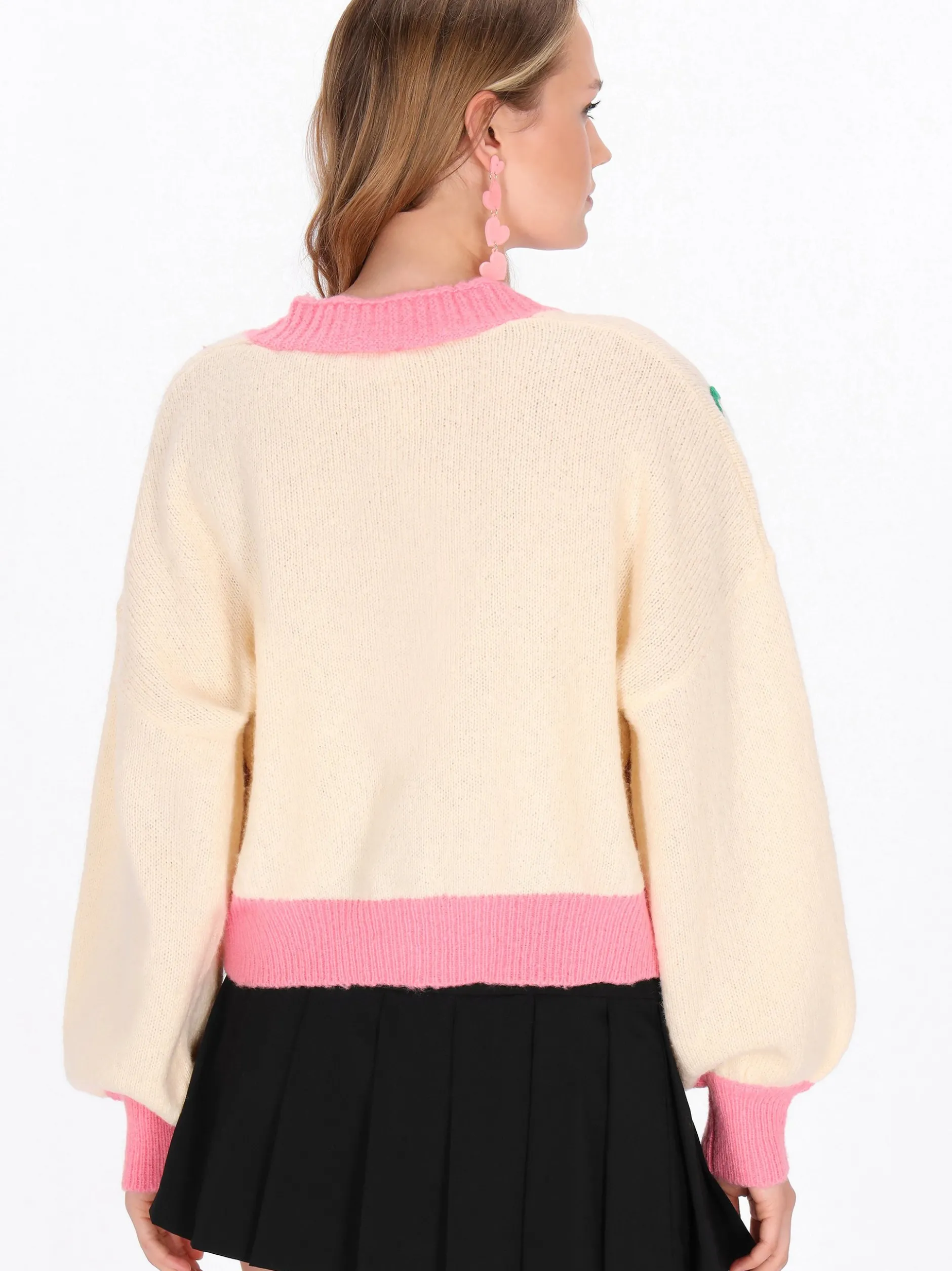 MyMo Damen Strickjacke in weiß - Ausschnitt: Rundhals
