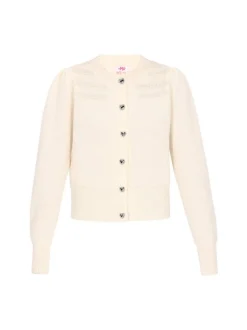 MyMo Damen Strickjacke in weiß - Ausschnitt: Rundhals