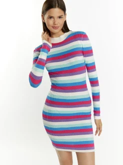 MyMo Damen Strickkleid in mehrfarbig - Länge: mittel