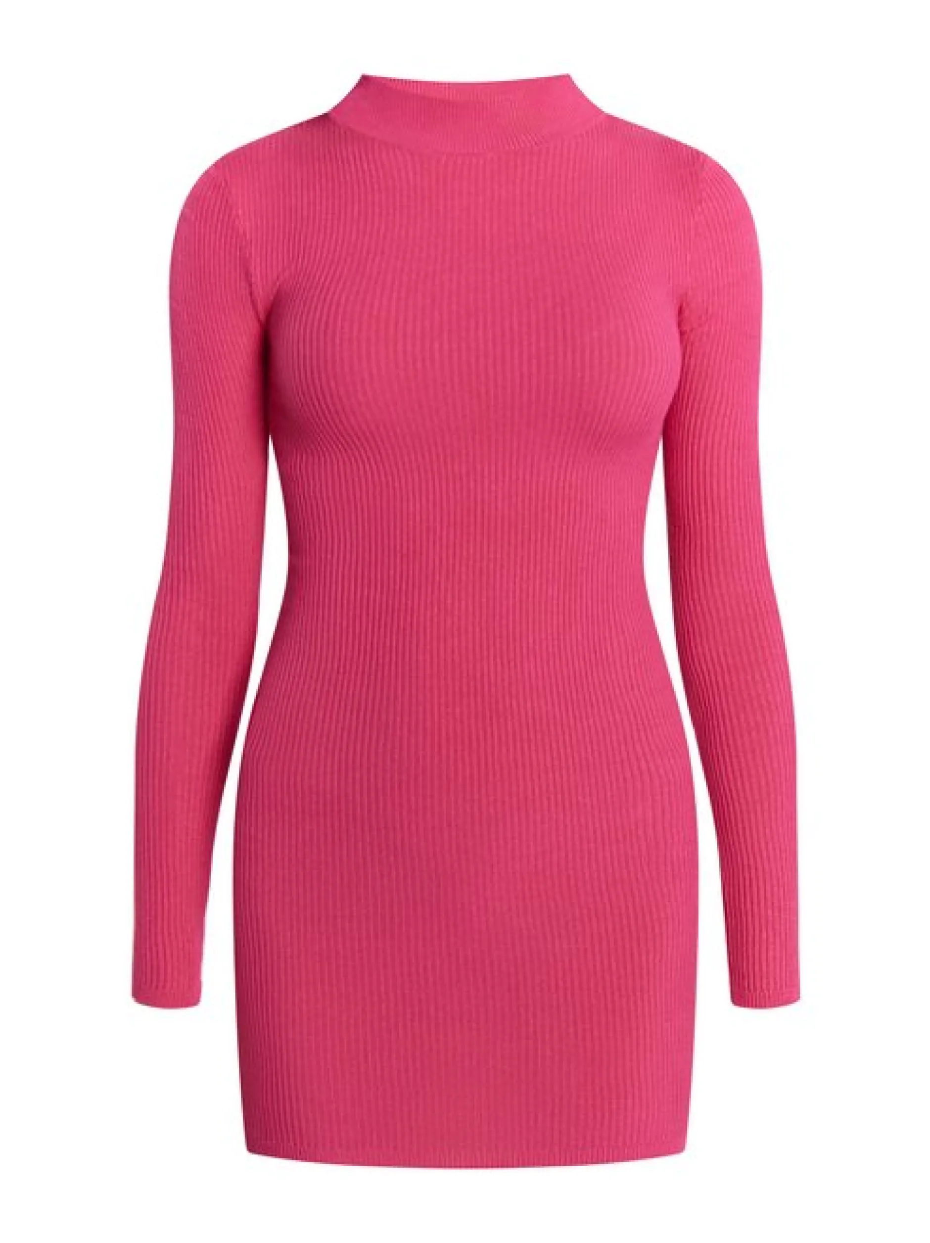 MyMo Damen Strickkleid mini in pink - Länge: kurz