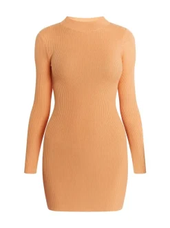 MyMo Damen Strickkleid mini in orange - Länge: kurz