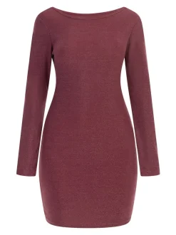 MyMo Damen Strick-Langarmkleid mini in pink