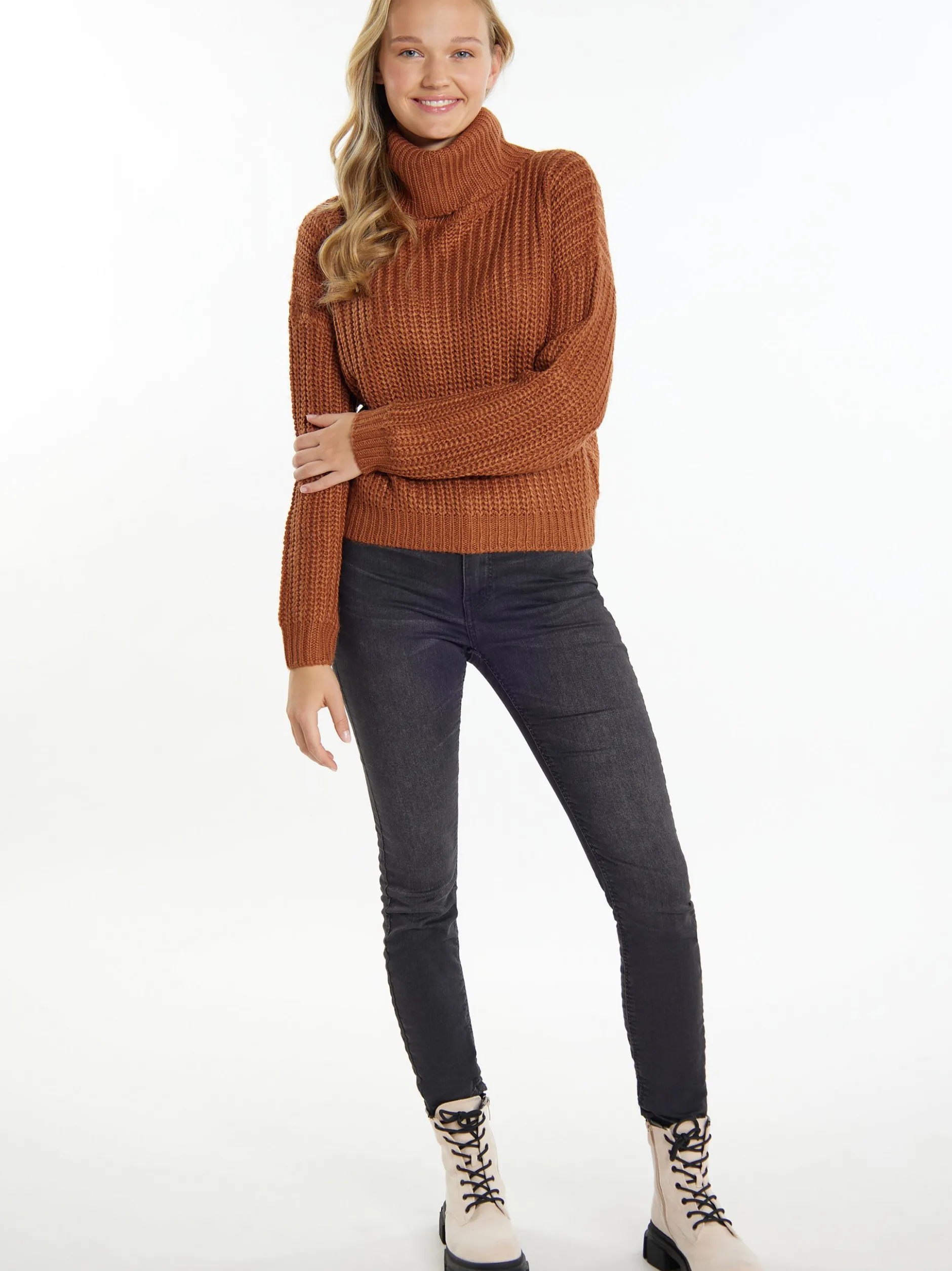 MyMo Damen Strickpullover in braun