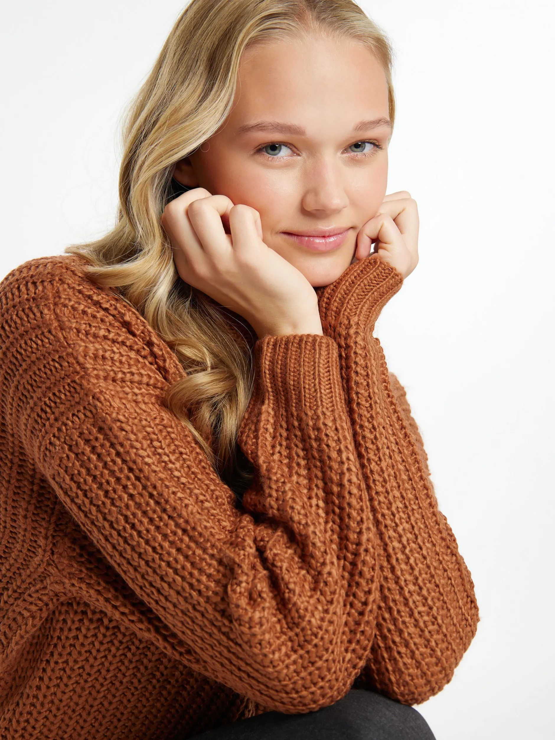 MyMo Damen Strickpullover in braun