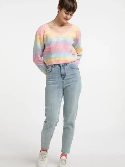 MyMo Damen Strickpullover in mehrfarbig