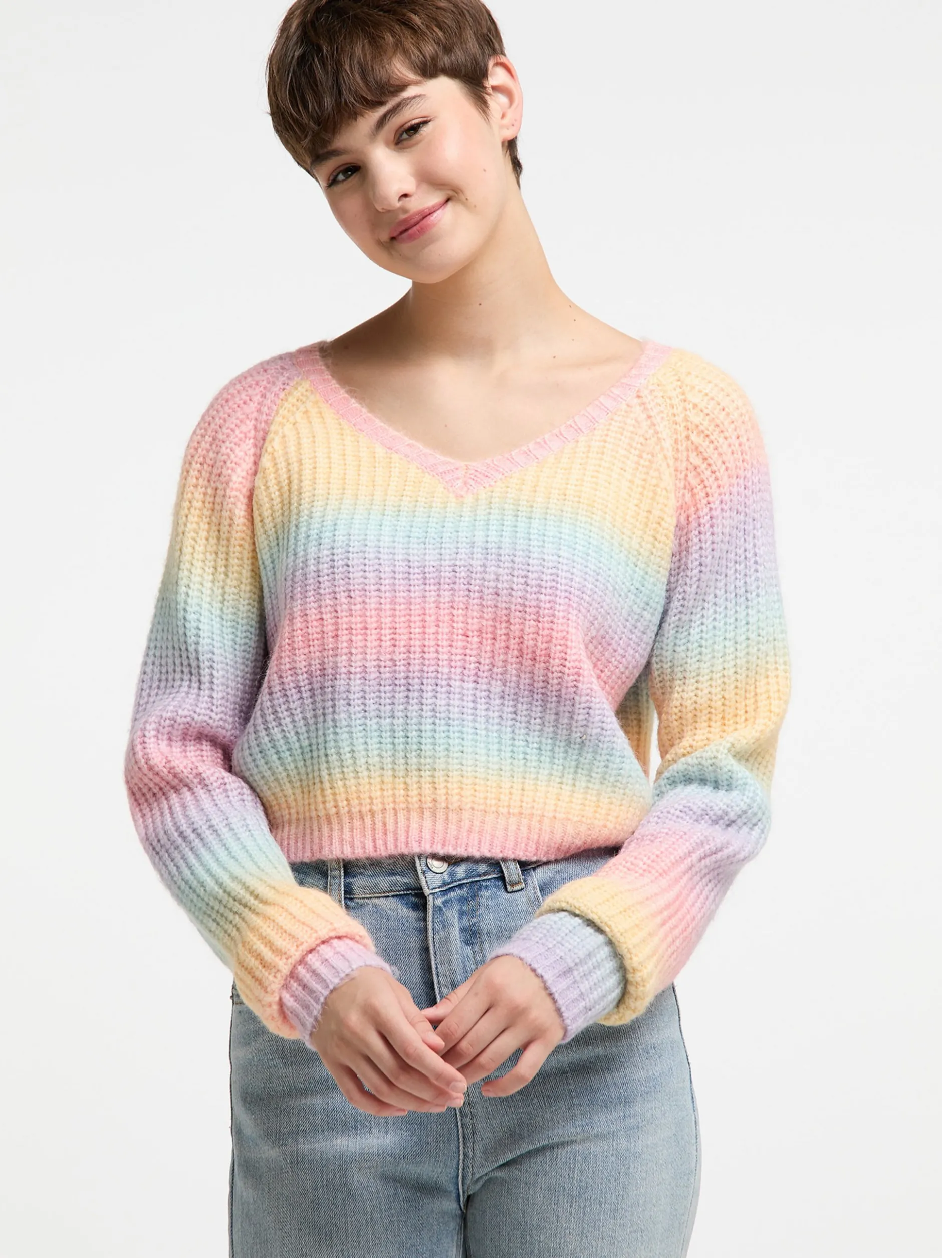 MyMo Damen Strickpullover in mehrfarbig