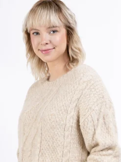 MyMo Damen Strickpullover in beige