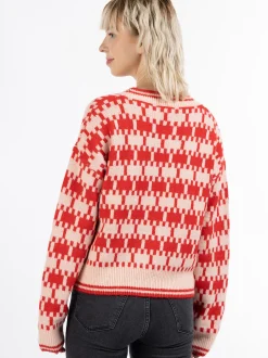 MyMo Damen Strickpullover in rot - Ausschnitt: Rundhals