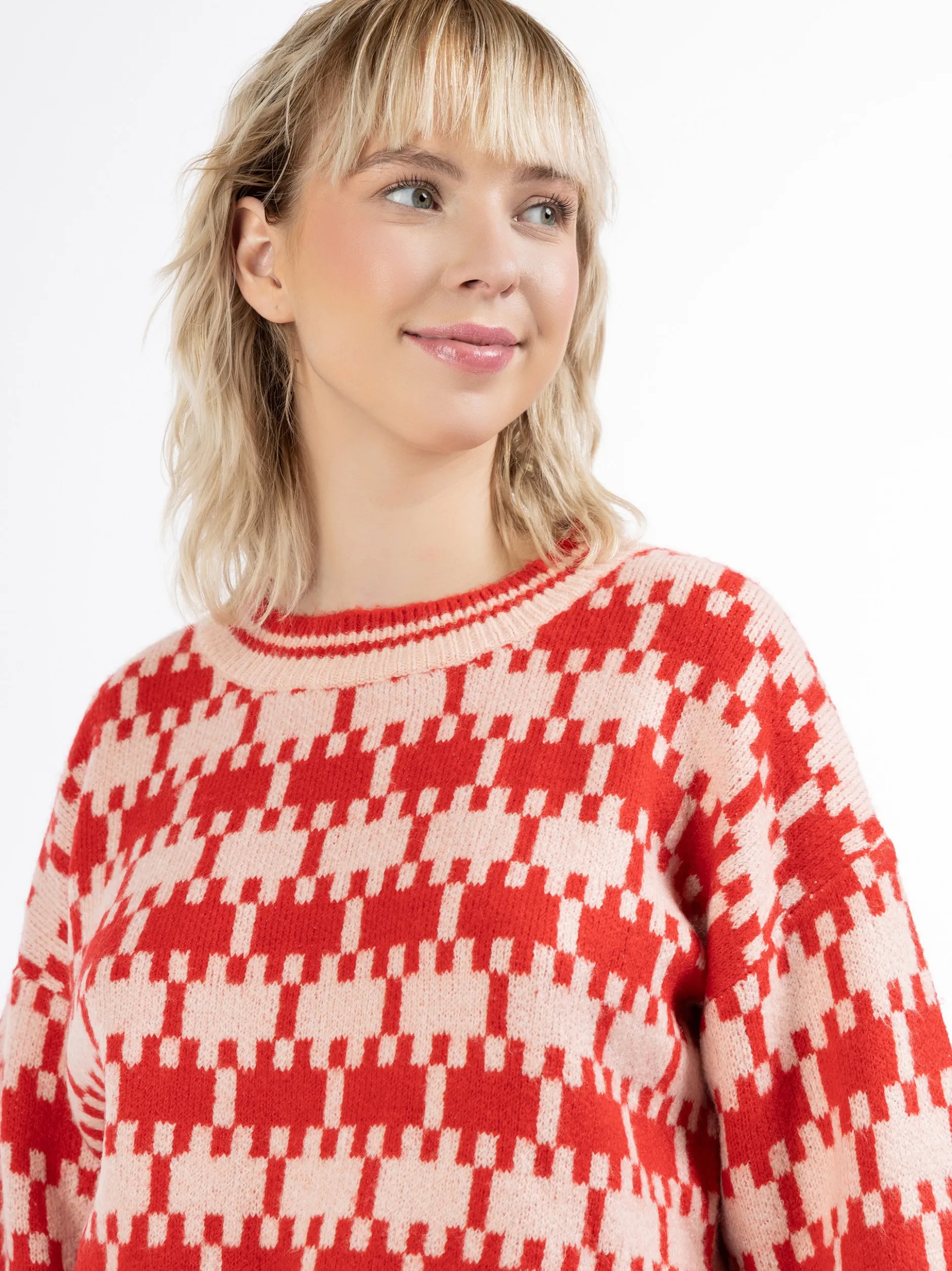 MyMo Damen Strickpullover in rot - Ausschnitt: Rundhals