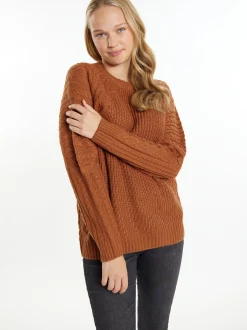 MyMo Damen Strickpullover in braun