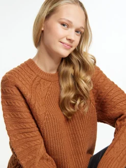 MyMo Damen Strickpullover in braun