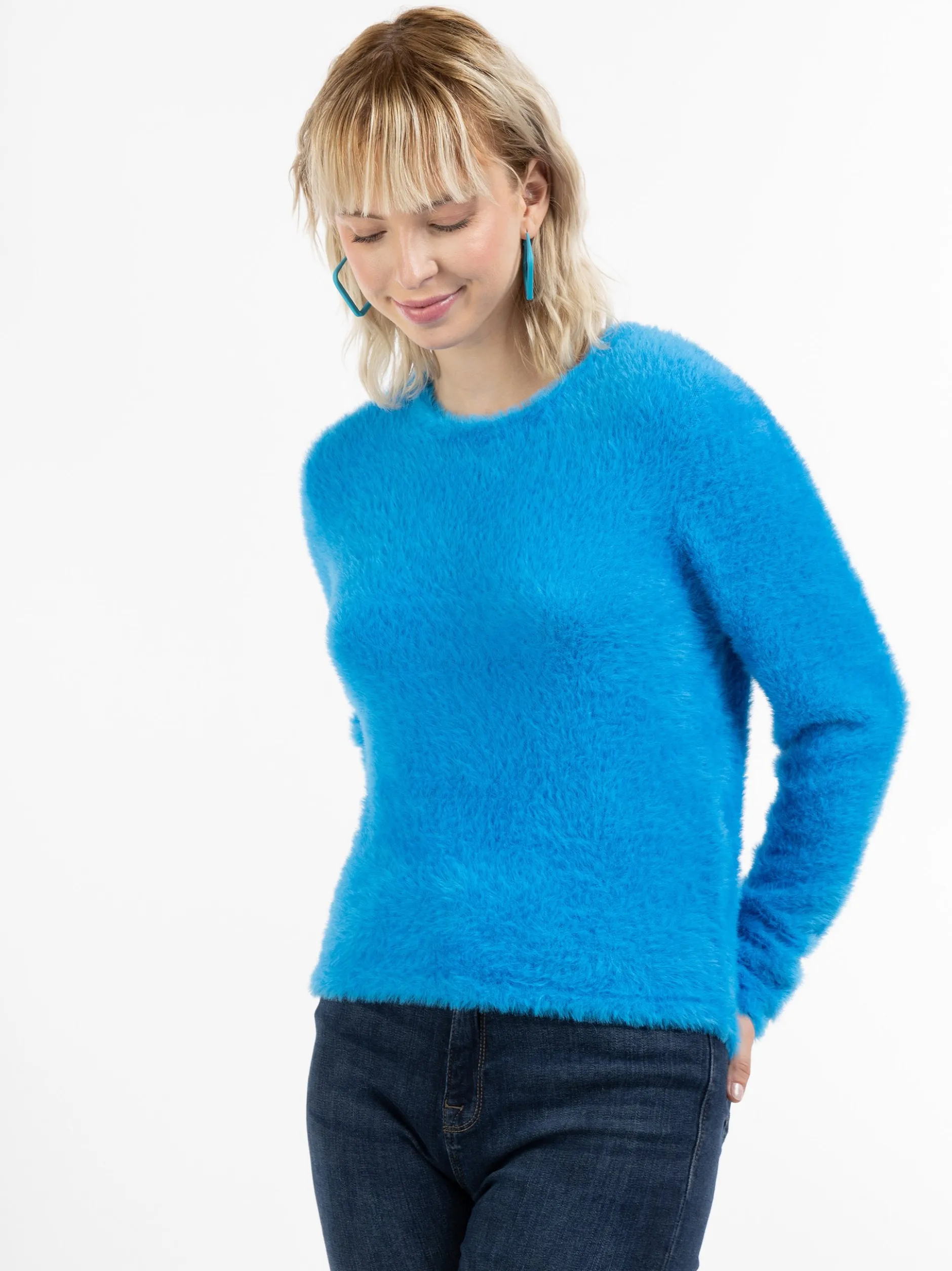 MyMo Damen Strickpullover in blau - Ausschnitt: Rundhals