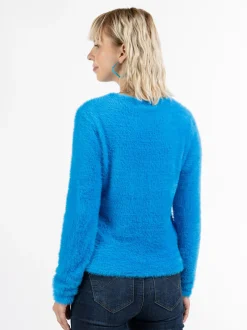 MyMo Damen Strickpullover in blau - Ausschnitt: Rundhals