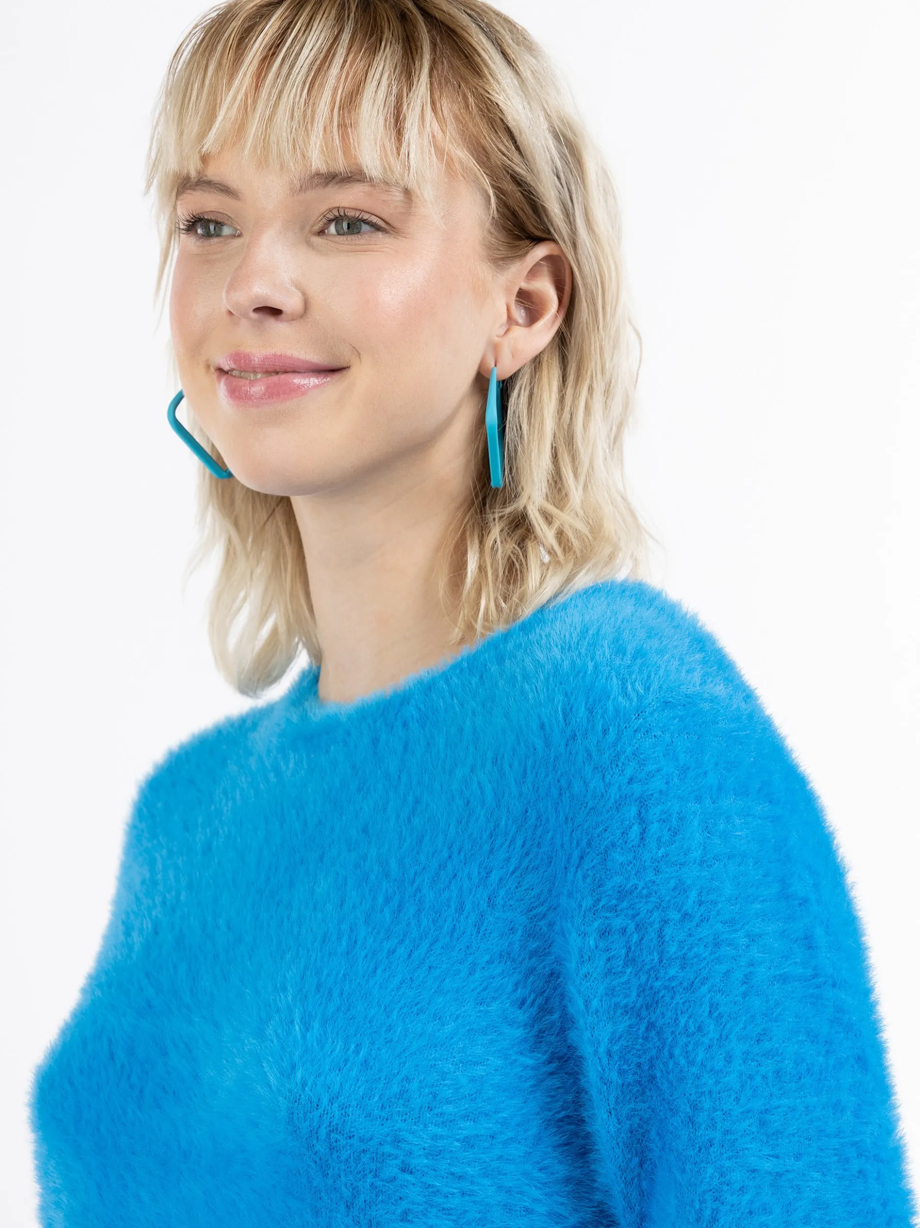 MyMo Damen Strickpullover in blau - Ausschnitt: Rundhals