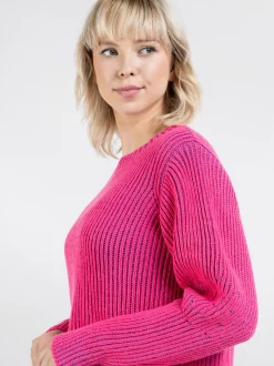 MyMo Damen Strickpullover in pink - Ausschnitt: Rundhals