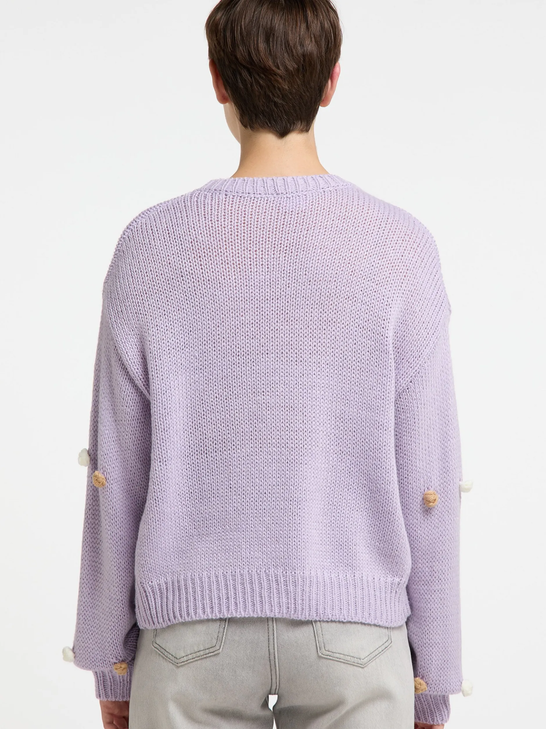 MyMo Damen Strickpullover in lila - Ausschnitt: Rundhals