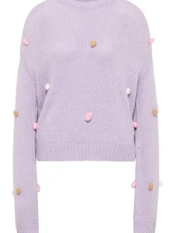 MyMo Damen Strickpullover in lila - Ausschnitt: Rundhals