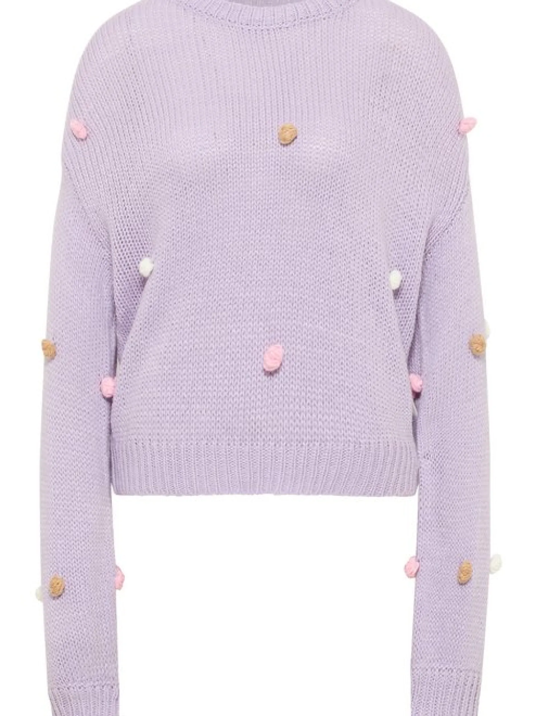 MyMo Damen Strickpullover in lila - Ausschnitt: Rundhals