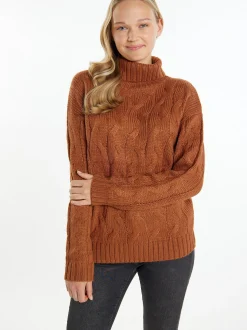 MyMo Damen Strickpullover in braun