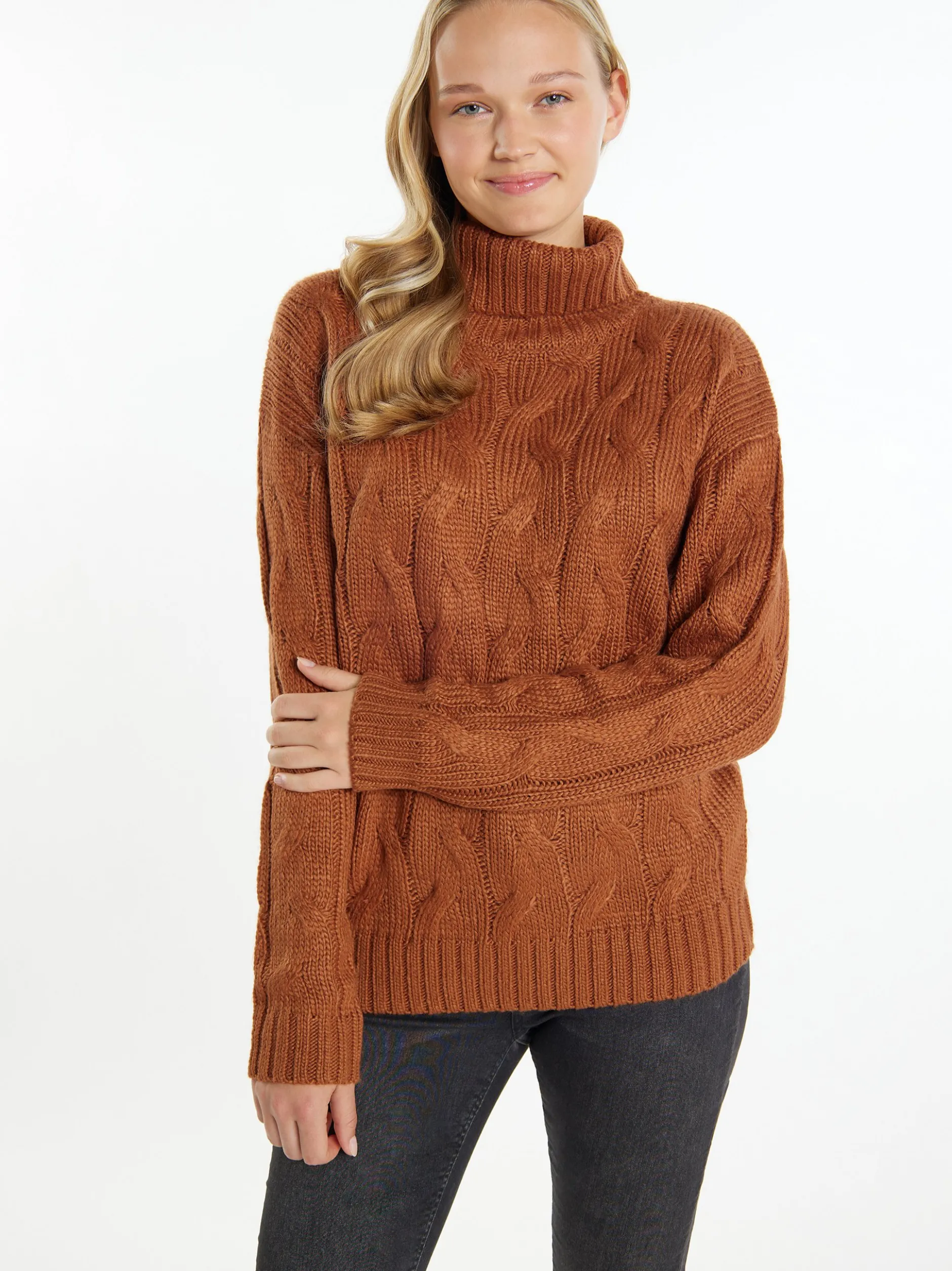 MyMo Damen Strickpullover in braun