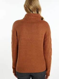 MyMo Damen Strickpullover in braun