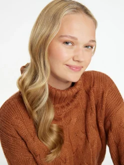 MyMo Damen Strickpullover in braun