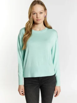 MyMo Damen Strickpullover in mint - Ausschnitt: Rundhals