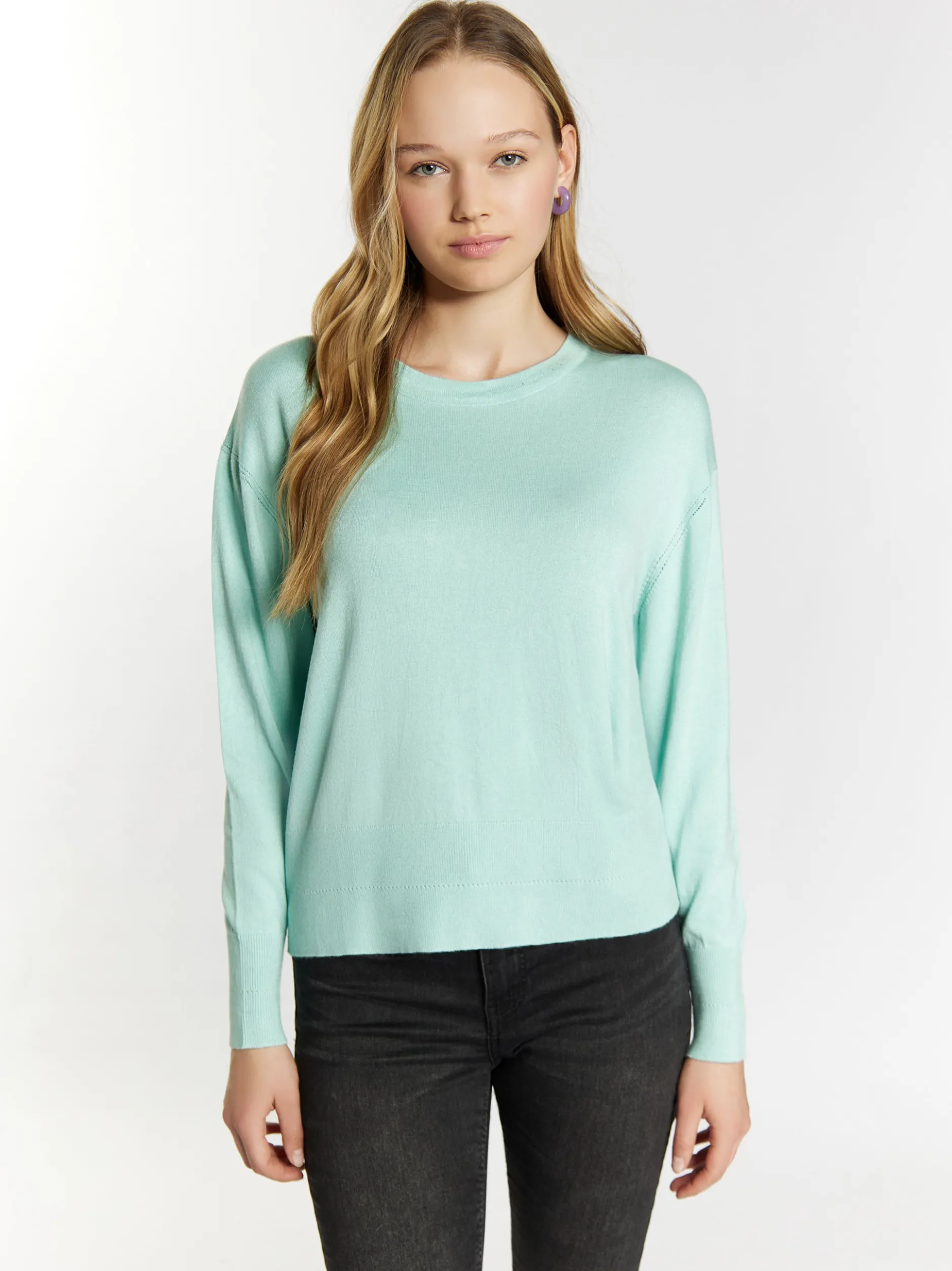 MyMo Damen Strickpullover in mint - Ausschnitt: Rundhals