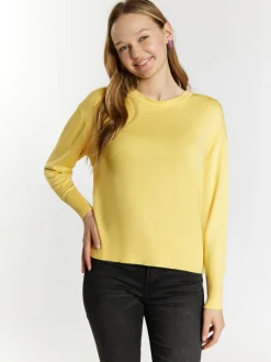 MyMo Damen Strickpullover in gelb - Ausschnitt: Rundhals