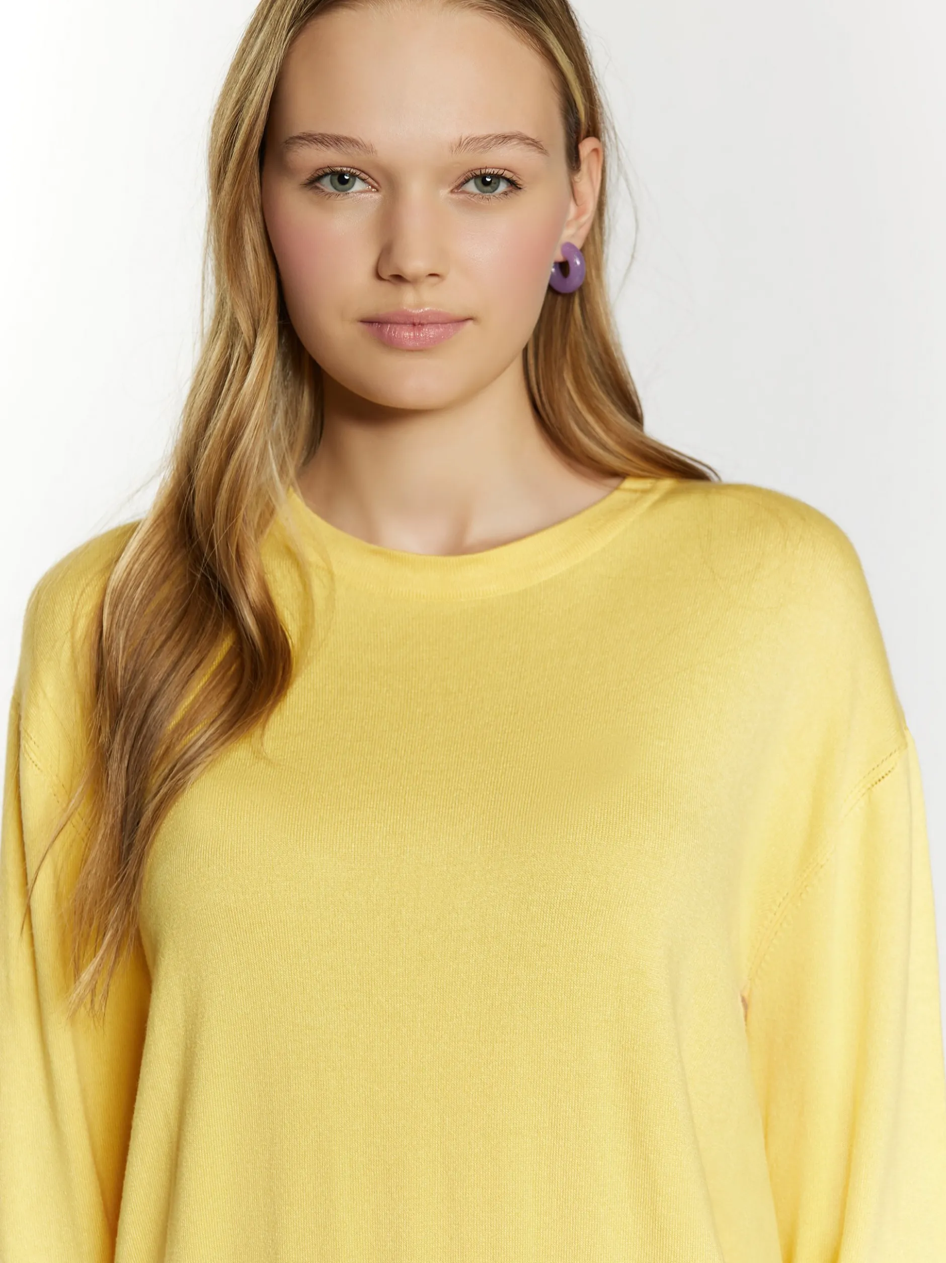 MyMo Damen Strickpullover in gelb - Ausschnitt: Rundhals
