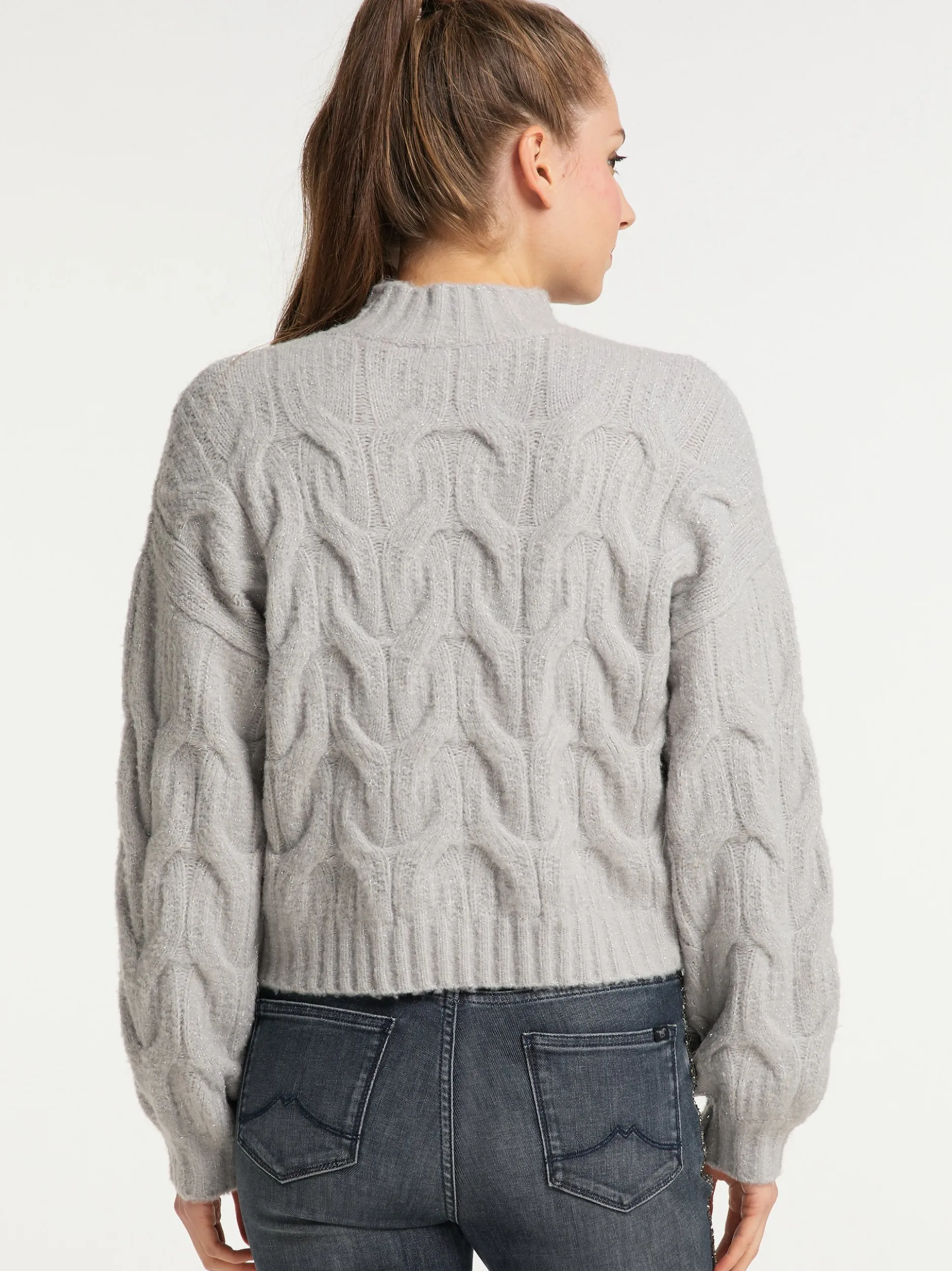 MyMo Damen Strickpullover in hellgrau
