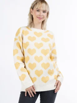 MyMo Damen Strickpullover in gelb - Ausschnitt: Rundhals