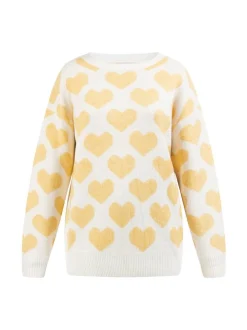 MyMo Damen Strickpullover in gelb - Ausschnitt: Rundhals