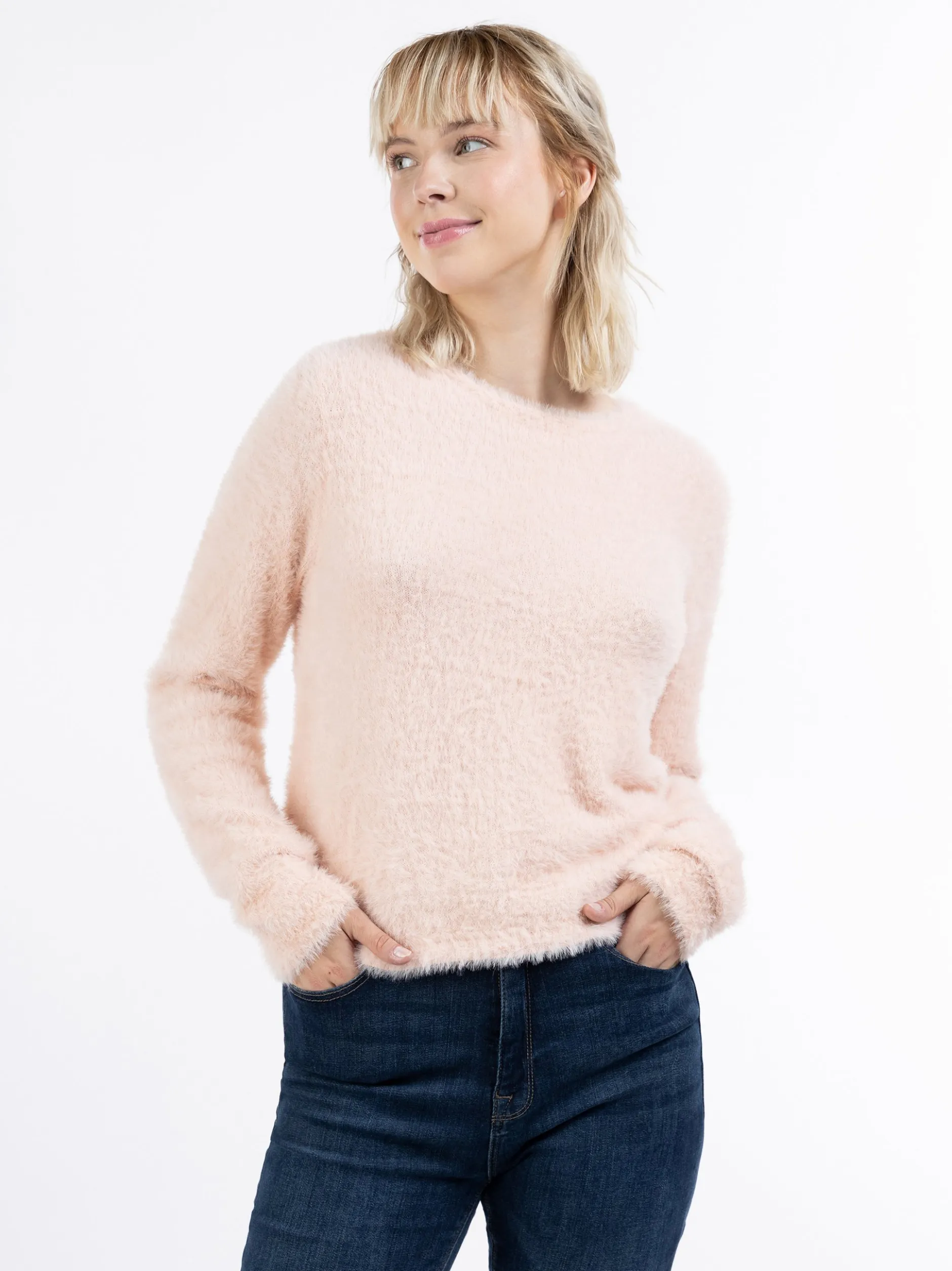 MyMo Damen Strickpullover in rosa - Ausschnitt: Rundhals