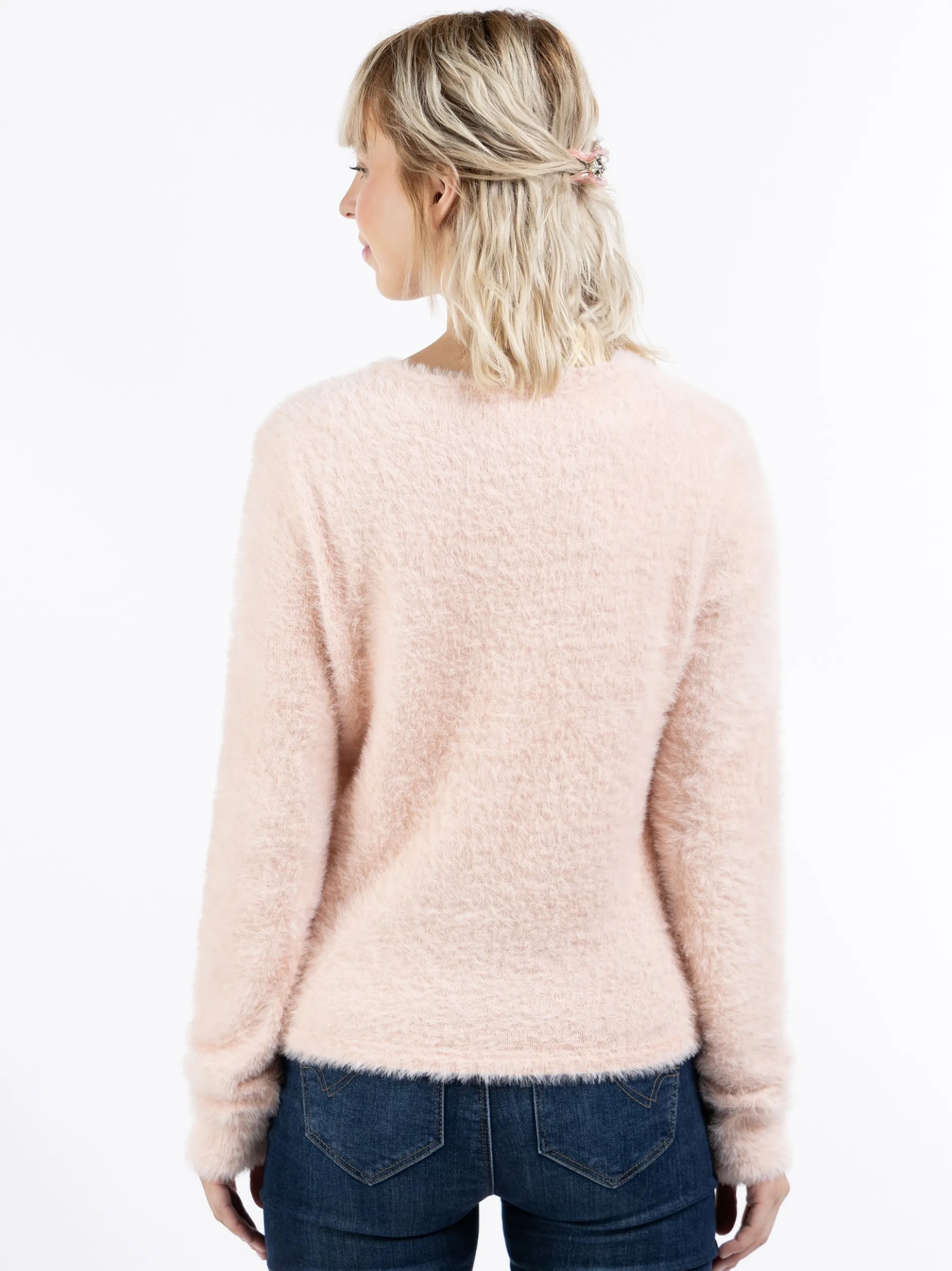 MyMo Damen Strickpullover in rosa - Ausschnitt: Rundhals