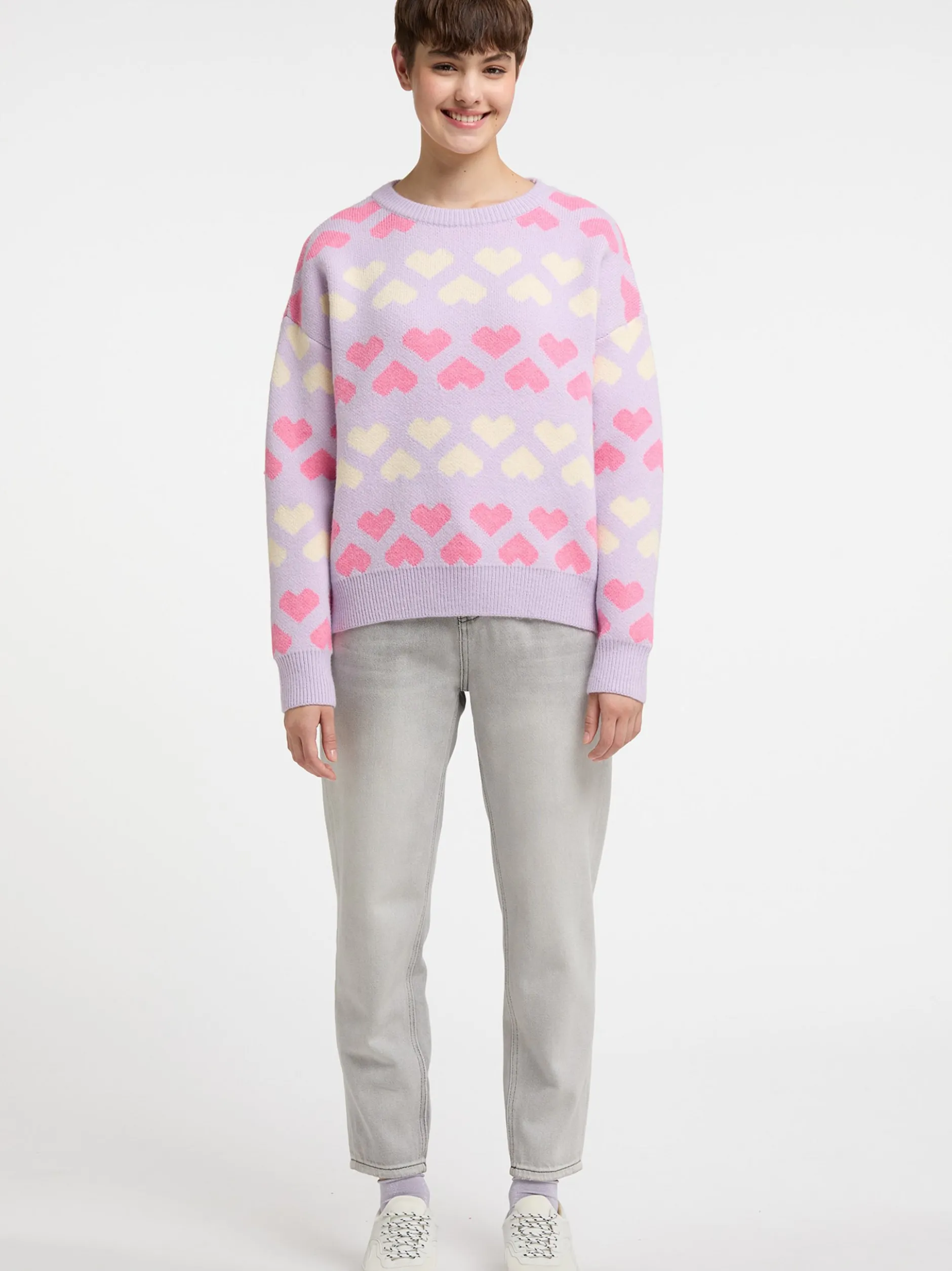 MyMo Damen Strickpullover in flieder