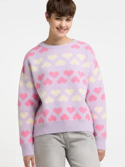 MyMo Damen Strickpullover in flieder