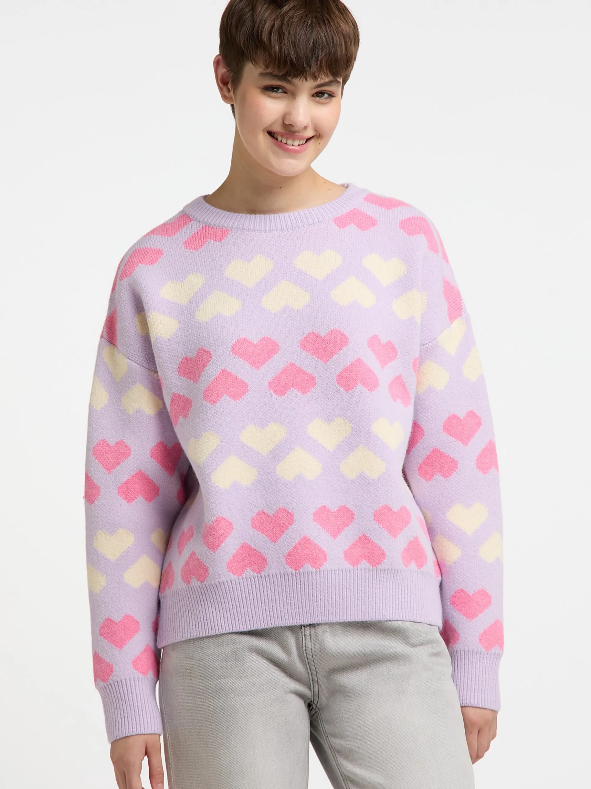 MyMo Damen Strickpullover in flieder